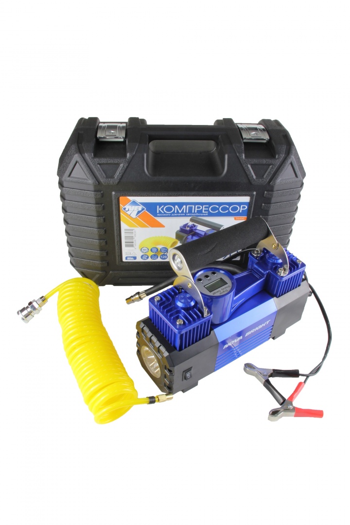 Компрессор "Nova Bright" АК-90 двухпоршневой, до 90 л/мин., 150 PSI, 12В, металл.корпус, пластик.кейс, цифровой ман., LED-фонарь, автостоп Компрессор "Nova Bright" АК-90 двухпоршневой, до 90 л/мин., 150 PSI, 12В, металл.корпус, пластик.кейс, цифровой ман., LED-фонарь, автостоп