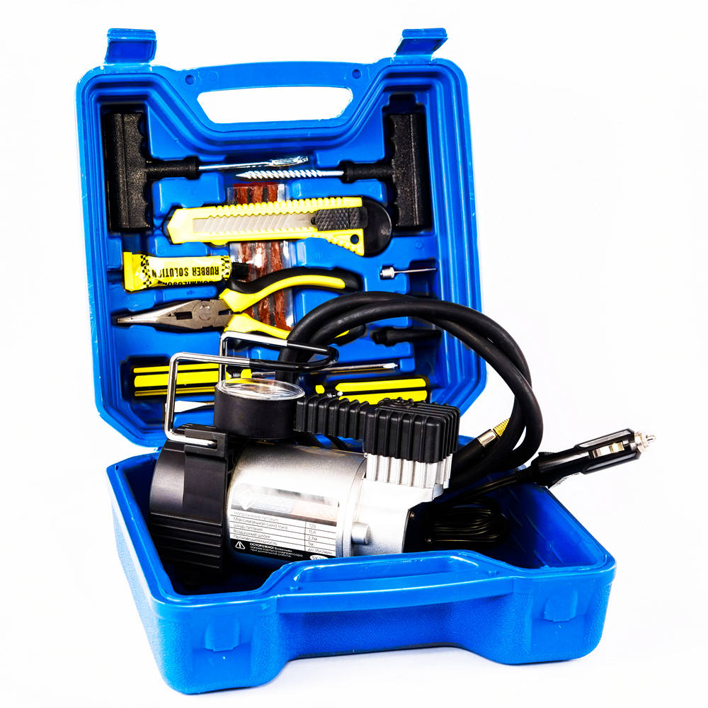 Компрессор "Nova Bright" АК-35, 35 л/мин., 150 PSI, 12В, металлический корпус, пластиковый кейс с инструментами