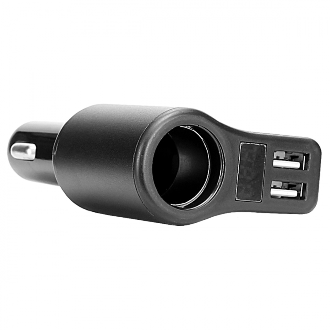 Зарядное устройство "Nova Bright" для моб.устройств+разветв. электропит.1гнездо+2USB-порта, 2100мА, цифровой вольтметр, LED подсветка, 12/24