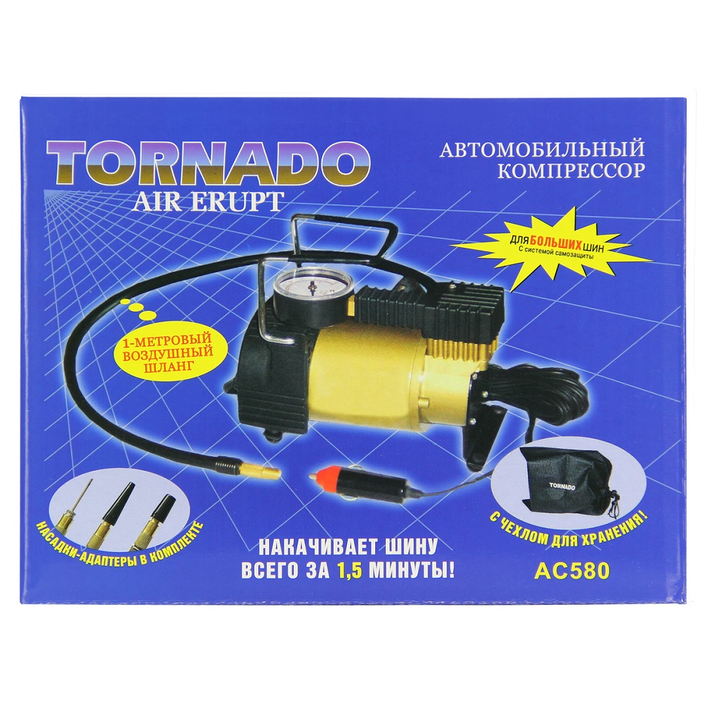 Компрессор "TORNADO" АC-580, 30 л/мин, 150 PSI, 12В (в мешке, без пенопласта)