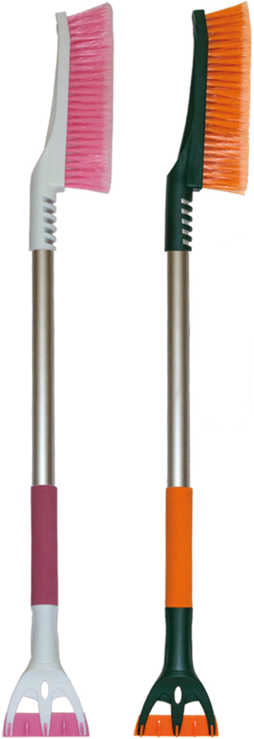 Щетка для снега cо скребком "Li-Sa" LS212/2, поролоновая ручка, расщепленная щетина, бело-розовая, 91,5 см 