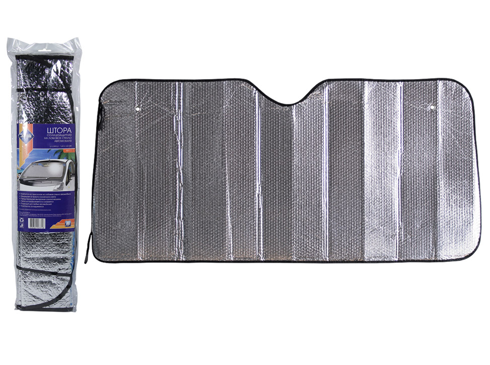 Штора солнцезащитная "Nova Bright", металлизированная, под лобовое стекло (серебро), 140х70см