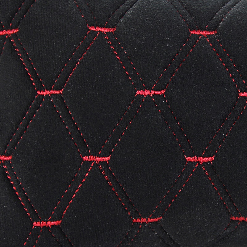 Подушка-подголовник"Nova Bright" на сиденье "косточка", черная с прострочкой красной ромбиками (26х17см)