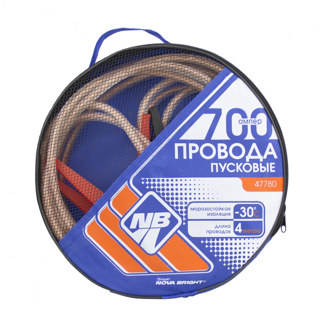 Провода пусковые "Nova Bright" 700А с прозрачной изоляцией, в сумке, 4,0 м