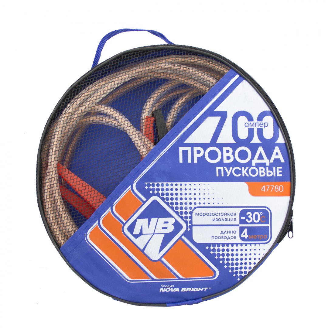 Провода пусковые "Nova Bright" 700А с прозрачной изоляцией, в сумке, 4 м Провода пусковые "Nova Bright" 700А с прозрачной изоляцией, в сумке, 4 м